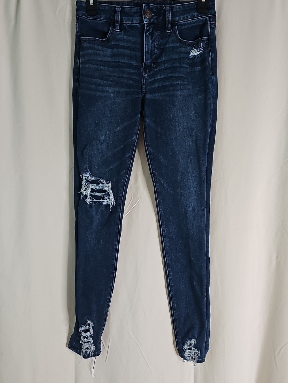 American Eagle Outfitters Dark Blue Distressed Skinny Jeans
